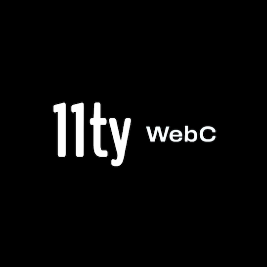 Eleventy and WebC text only logos on a black background